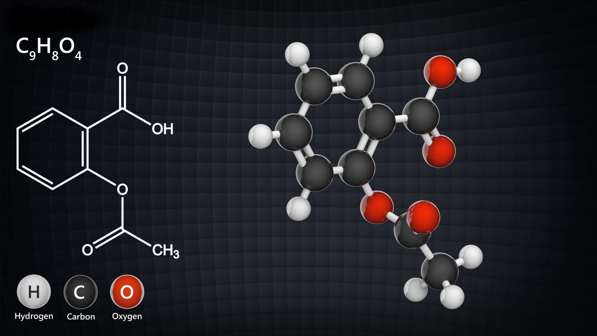 Kjemisk formel acetylsalisylsyre (smerte og betennelse)