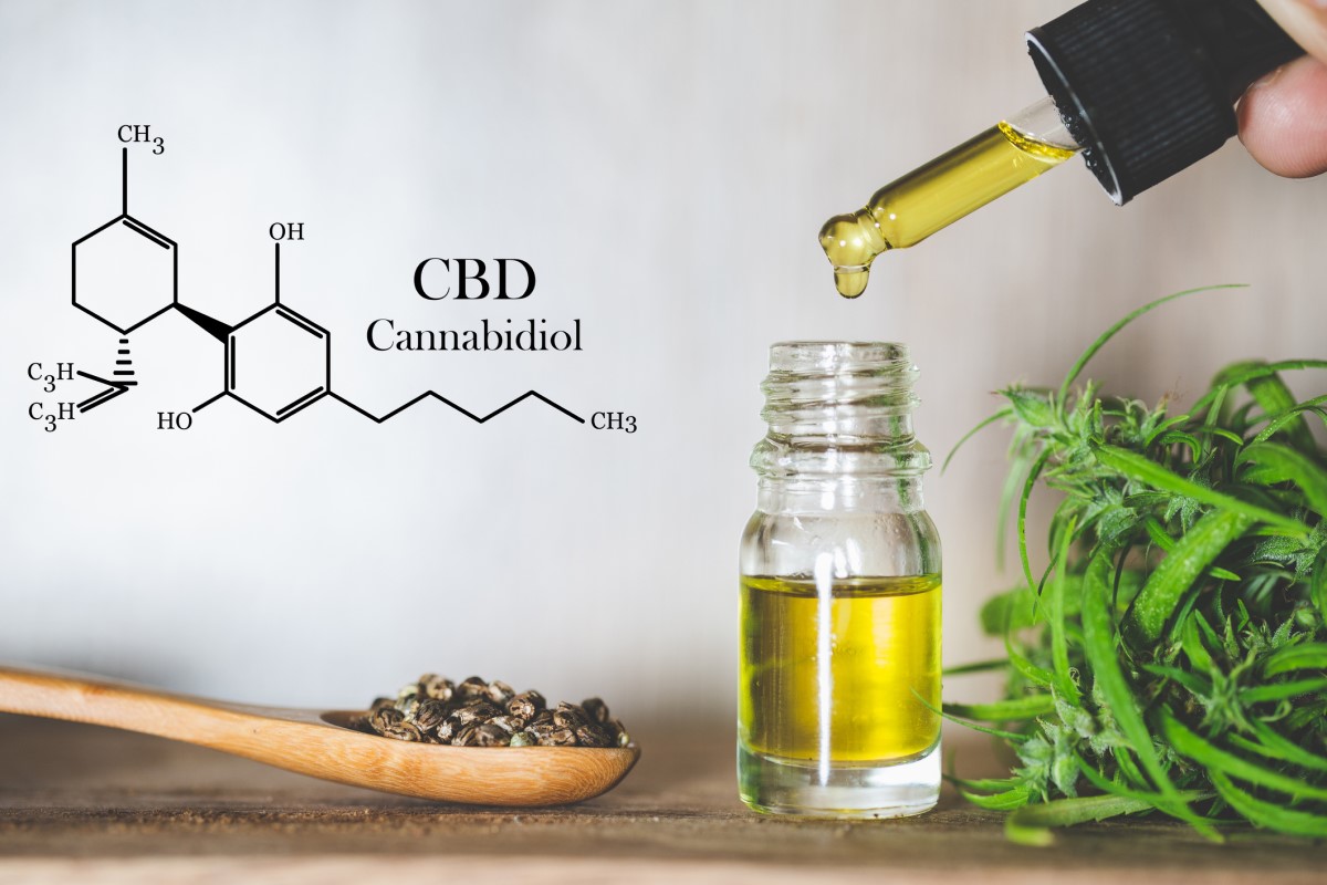 CBD - cannabidiol - olje og kjemisk formel