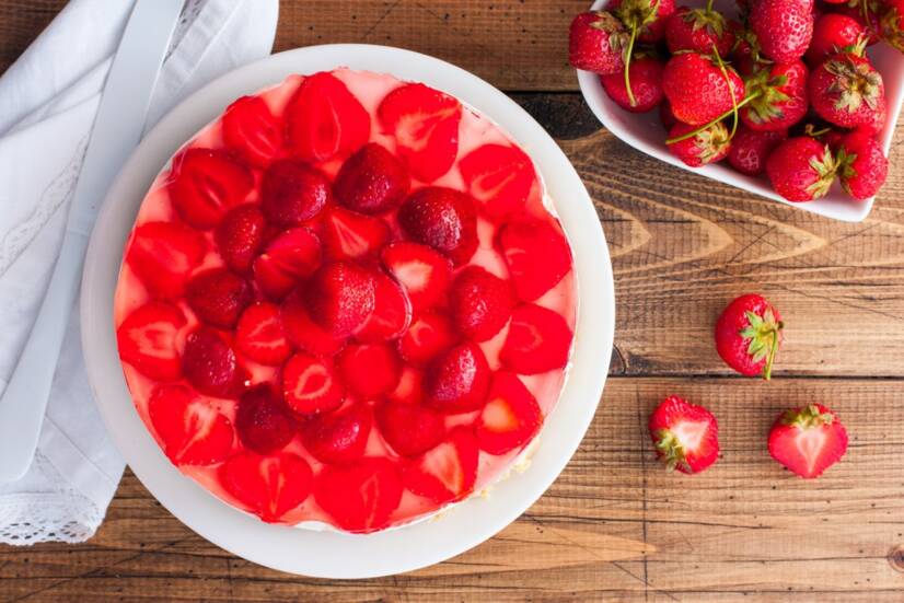 Oppskrift på sunn jordbærcheesecake med mascarpone